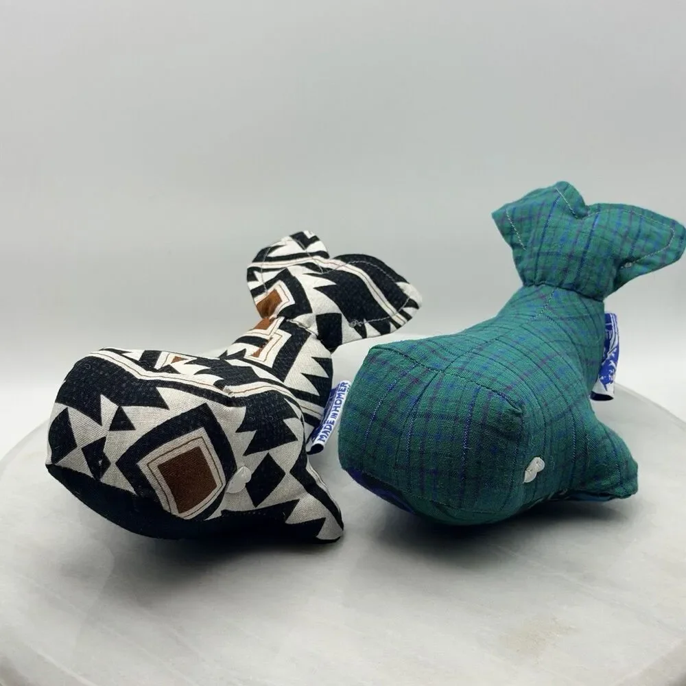 HomerWhales Made in Homer Alaska Handmade Fabric Whale Plush Pair Souvenir Decor